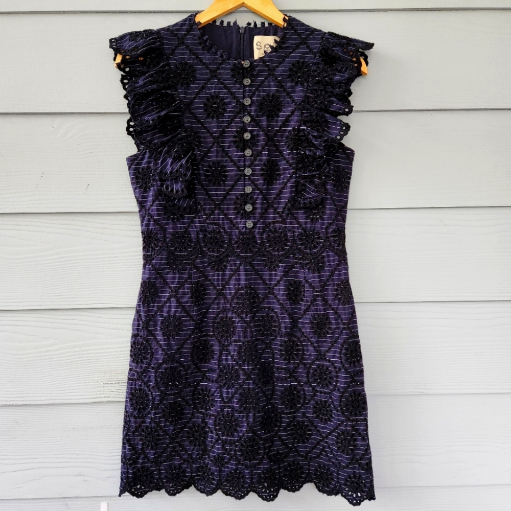 Sea New York Dasha Navy Eyelet  Dress Size 6